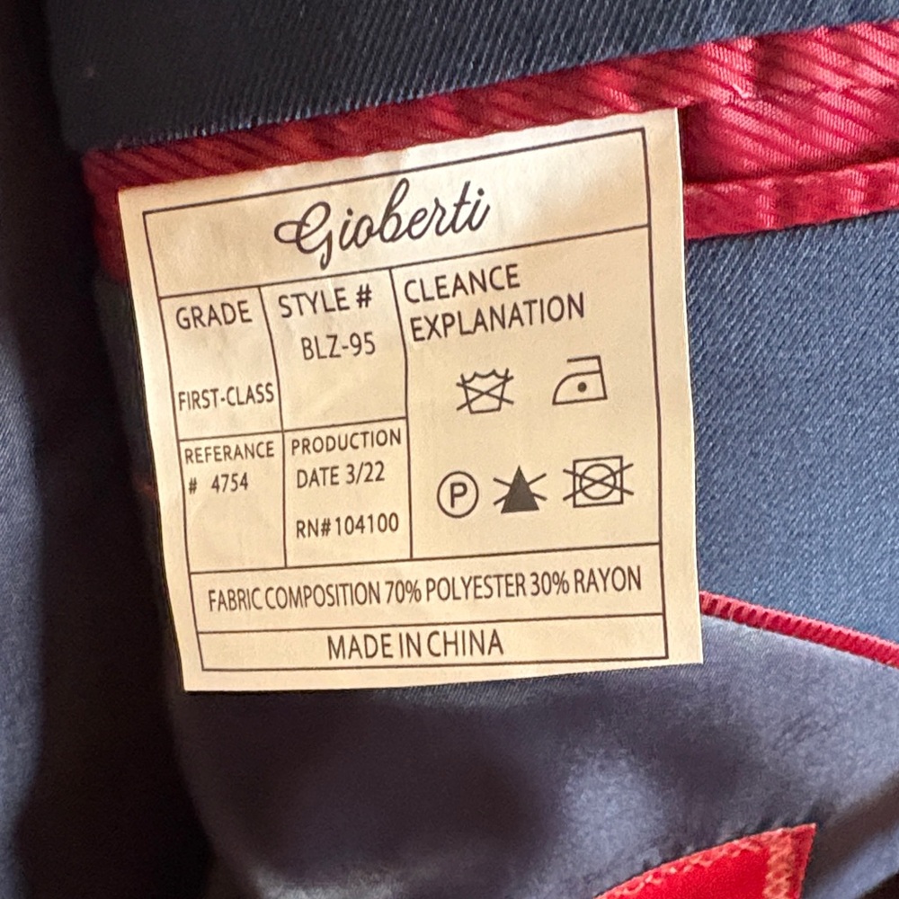 NWT GIOBERTI Men's Navy Blue Blazer men’s 38R - Picture 7 of 11
